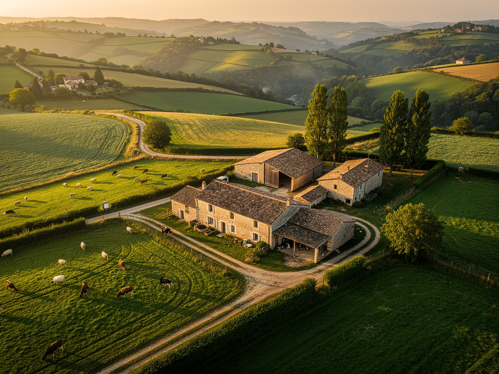 Ferme les caperies - vue panoramique des terres agricoles authentiques